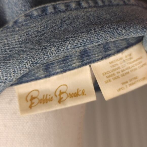 Vintage Bobbie Brooks Denim Chambray Patchwork Top Button Medium - Picture 5 of 5